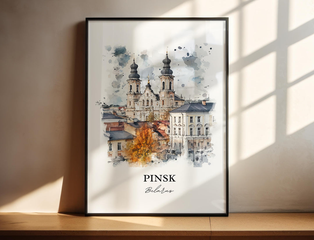 Pinsk Belarus Wall Art, Brest Region Print, Belarus Watercolor Art, Pinsk Belarus Gift, Travel Print, Travel Poster, Housewarming Gift
