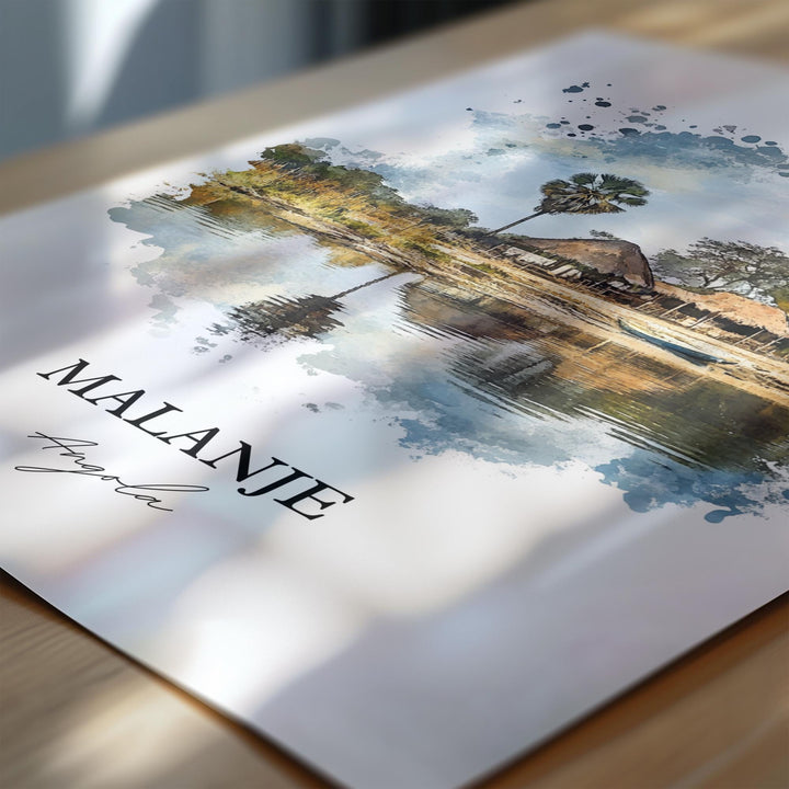 Malanje Wall Art, Angola Print, Angola Watercolor Art, Malanje Angola Gift, Travel Print, Travel Poster, Housewarming Gift