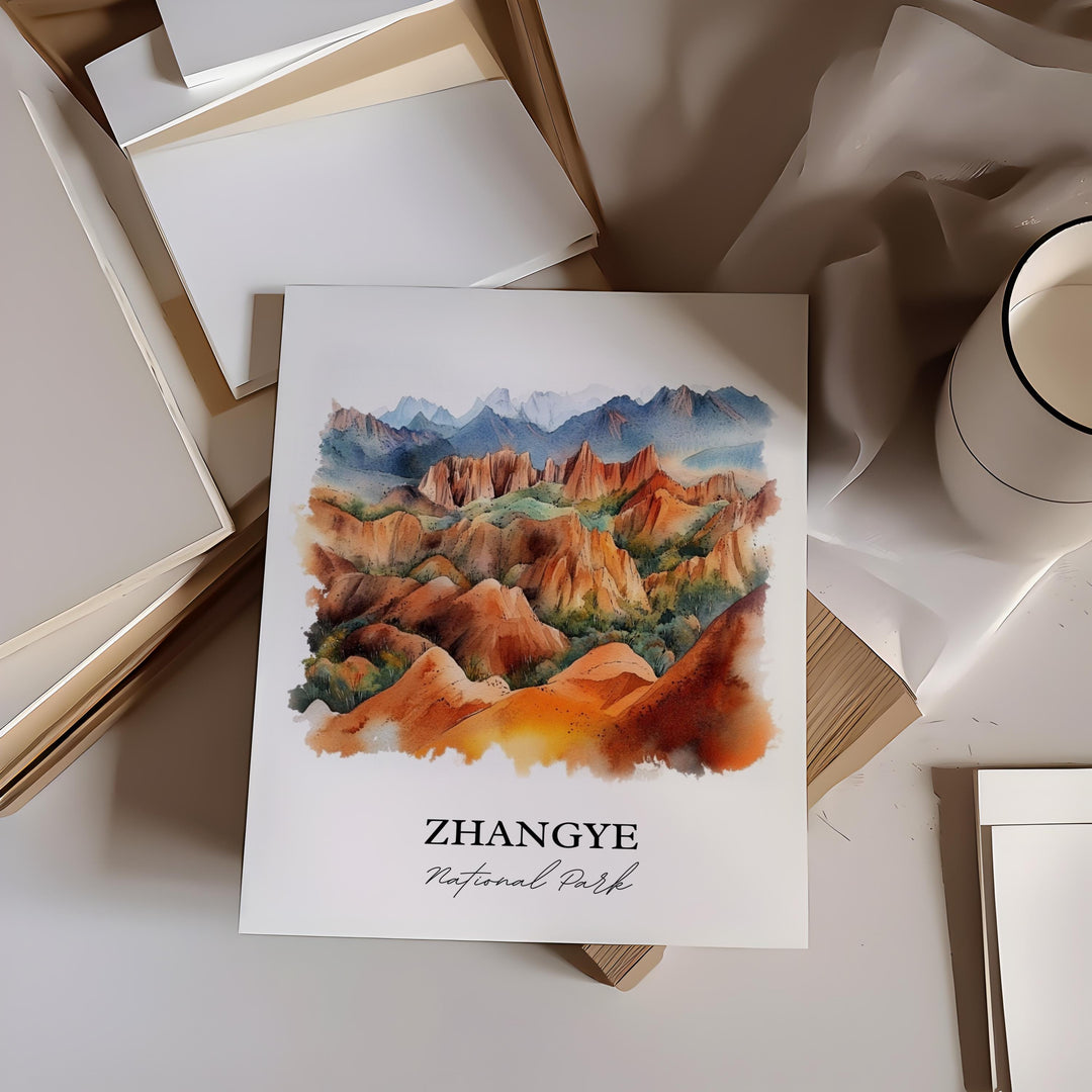 Zhangye National Park Wall Art, Gansu Print, China Artwork, Zhangye National Park Gift, Travel Print, Travel Poster, Housewarming Gift