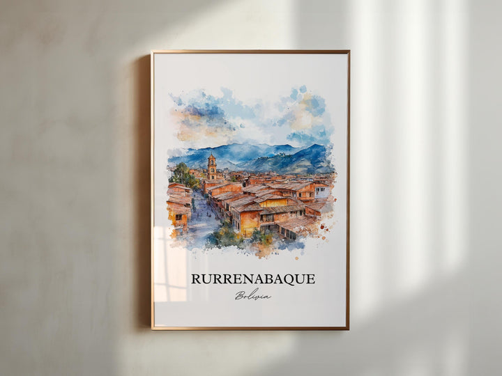 Rurrenabaque Wall Art, Beni River Print, Bolivia Watercolor Art, Rurrenabaque Bolivia Gift, Travel Print, Travel Poster, Housewarming Gift