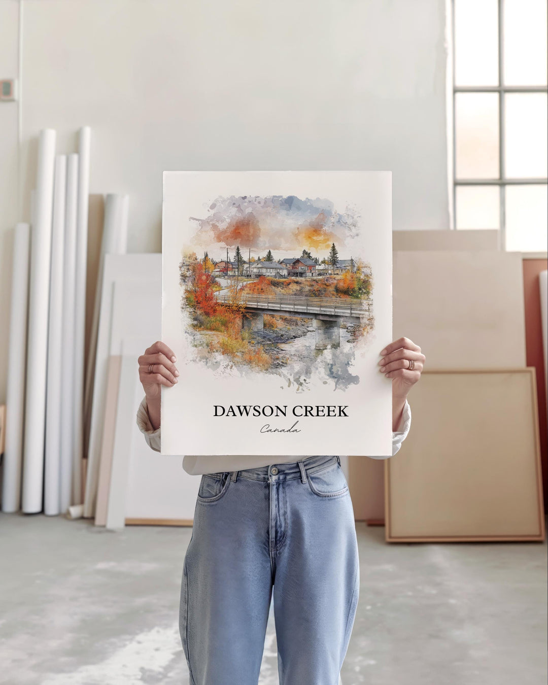 Dawson Creek Wall Art, British Columbia Print, Canada Watercolor Art, Dawson Creek Gift, Travel Print, Travel Poster, Housewarming Gift