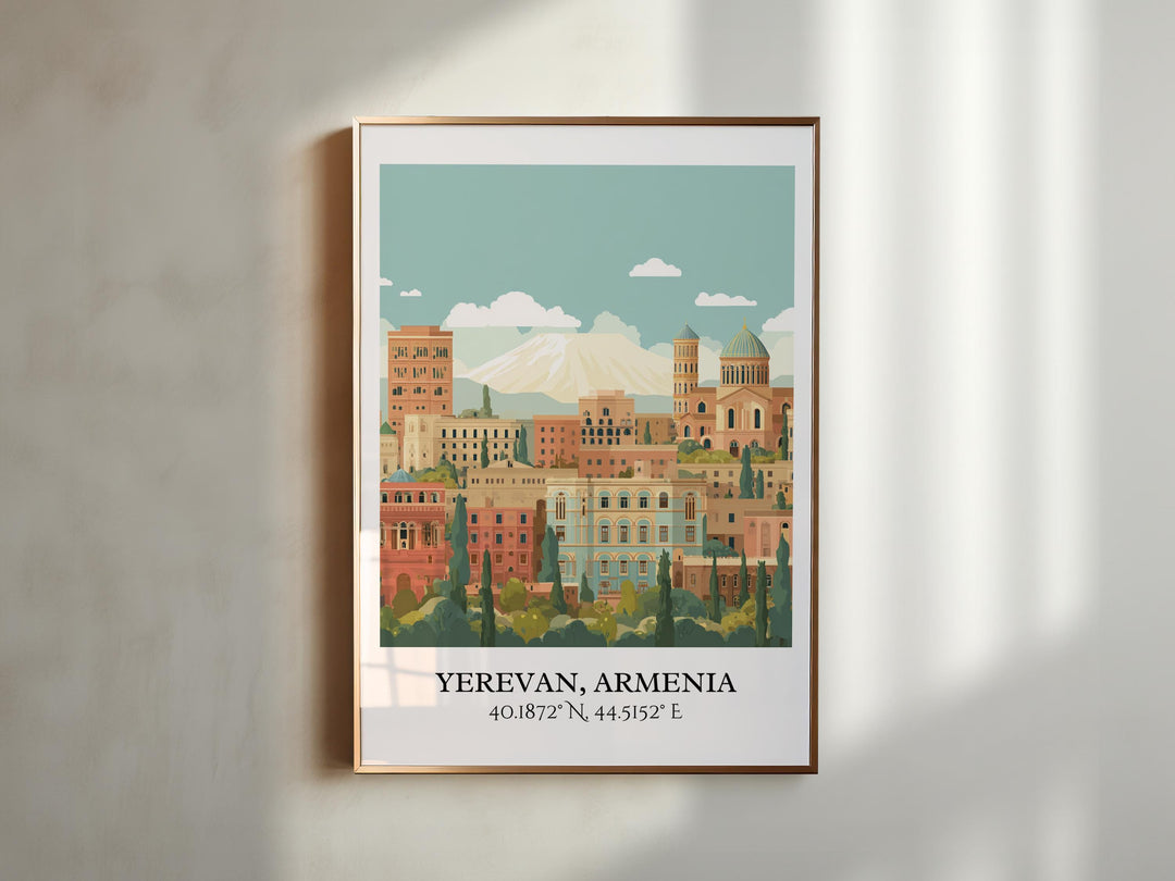 Yerevan Art, Yerevan Retro Travel Art, Yerevan Home Decor, Armenia Gift, Armenian Travel Art, Travel Prints, Housewarming Gift