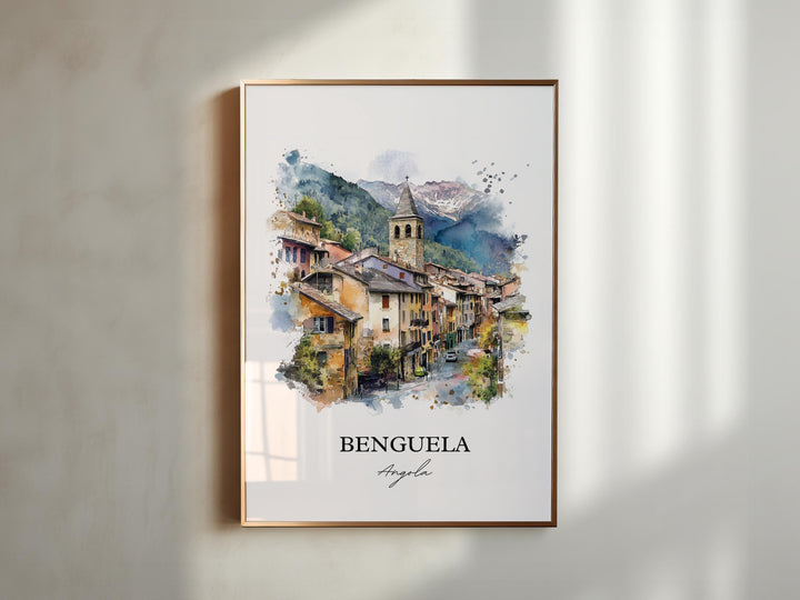 Benguela Wall Art, Angola Print, Angola Watercolor Art, Benguela Gift, Travel Print, Travel Poster, Housewarming Gift