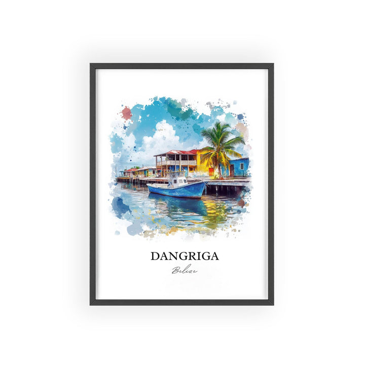 Dangriga Wall Art, Belize Print, Belize Watercolor Art, Dangriga Belize Gift, Travel Print, Travel Poster, Housewarming Gift