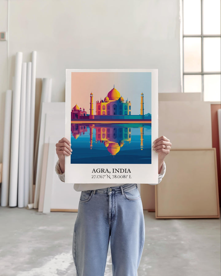Agra India Art, Agra Retro Travel Art, Agra India Home Decor, India Gift, India Travel Art, Travel Prints, Housewarming Gift