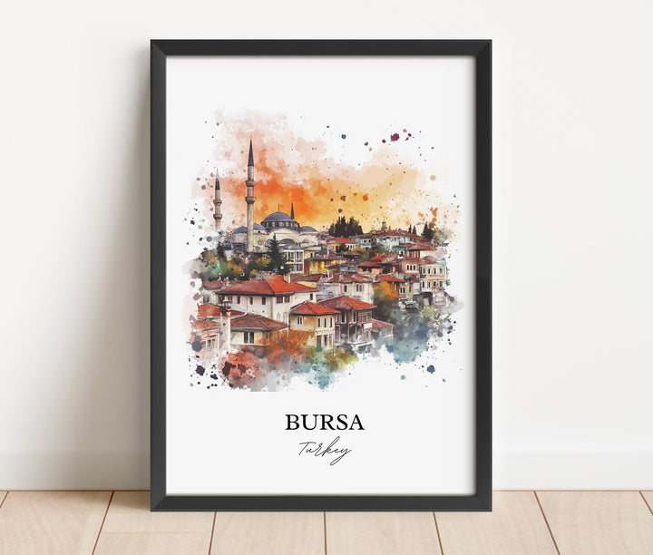 Bursa Turkey Wall Art, Mount Uludag Print, Turkey Watercolor Art, Bursa Turkey Gift, Travel Print, Travel Poster, Housewarming Gift