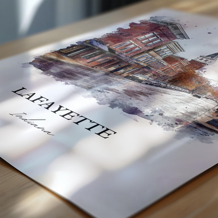 Lafayette IN Wall Art, Tippecanoe County Print, Indiana Watercolor, Lafayette Indiana Gift, Travel Print, Travel Poster, Housewarming Gift