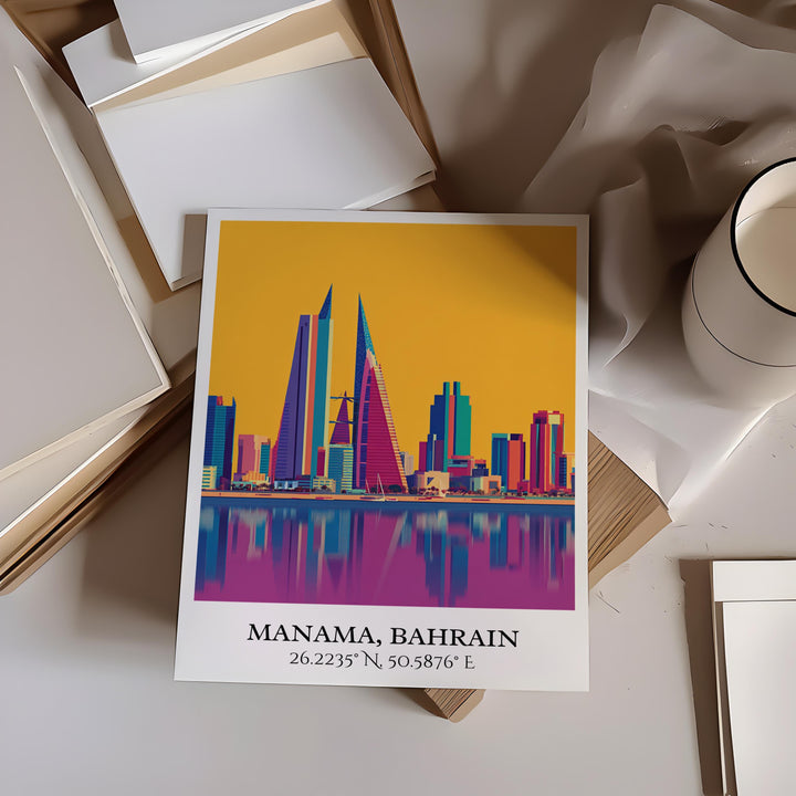 Manama Bahrain Art, Bahrain Retro Travel Art, Bahrain Home Decor, Bahrain Gift, Bahrain Travel Art, Travel Prints, Housewarming Gift