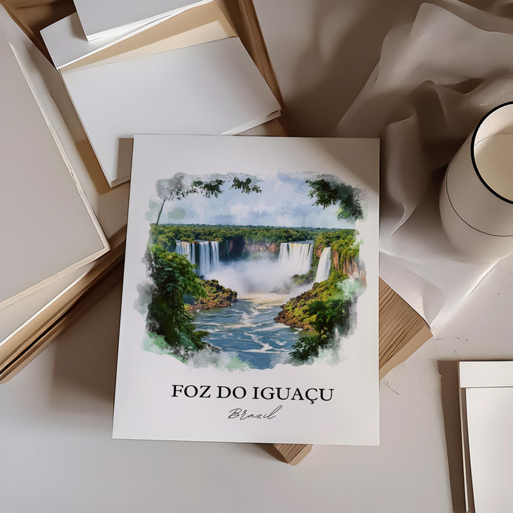 Foz do Iguacua Wall Art, Paraná Print, Brazil Watercolor Art, Foz do Iguacua Gift, Travel Print, Travel Poster, Housewarming Gift