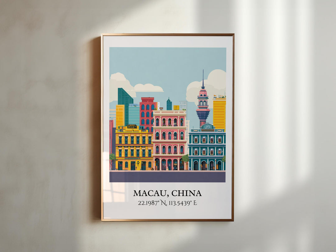 Macau Wall Art, Macau Print, Macau Watercolor Art, Macau China Gift, China Travel Print, Travel Poster, Housewarming Gift