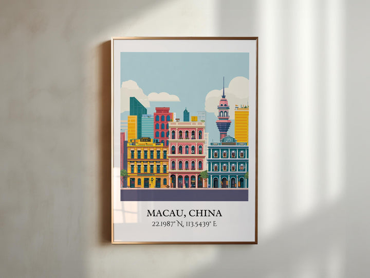Macau Wall Art, Macau Print, Macau Watercolor Art, Macau China Gift, China Travel Print, Travel Poster, Housewarming Gift