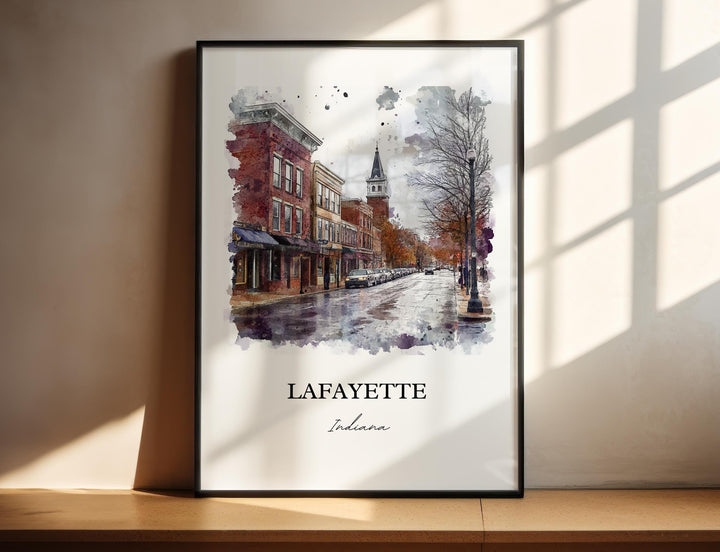 Lafayette IN Wall Art, Tippecanoe County Print, Indiana Watercolor, Lafayette Indiana Gift, Travel Print, Travel Poster, Housewarming Gift