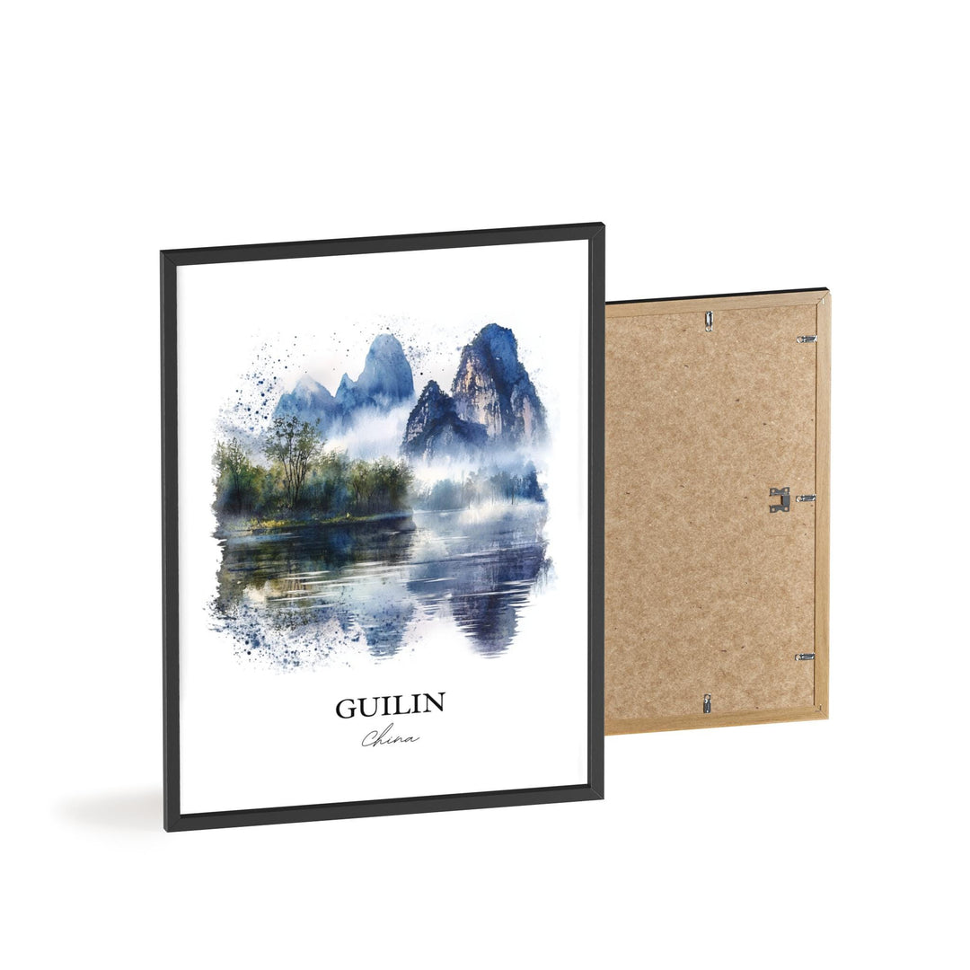 Guilin China Wall Art, Guangxi Zhuang Print, China Watercolor Art, Guilin Gift, Travel Print, Travel Poster, Housewarming Gift