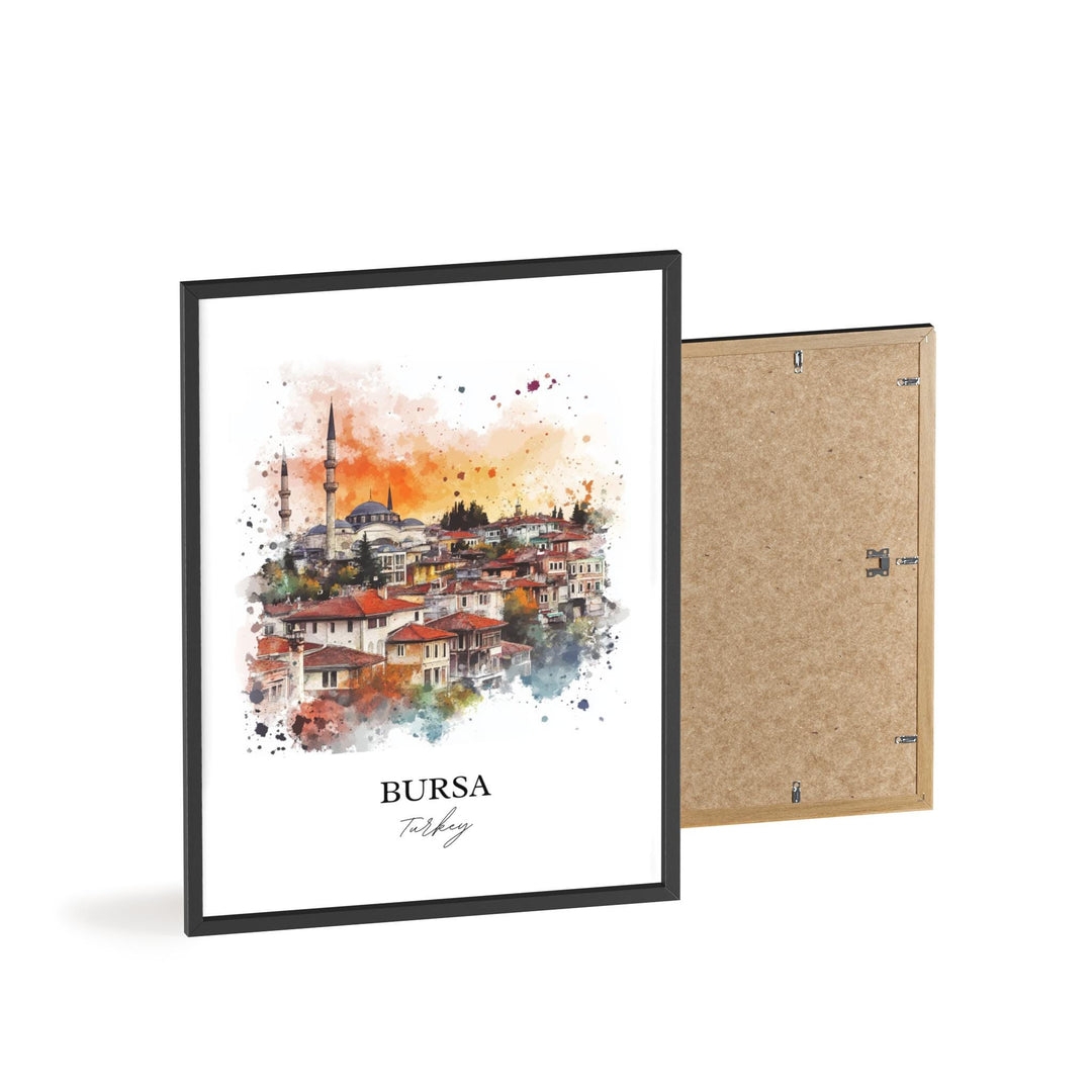 Bursa Turkey Wall Art, Mount Uludag Print, Turkey Watercolor Art, Bursa Turkey Gift, Travel Print, Travel Poster, Housewarming Gift