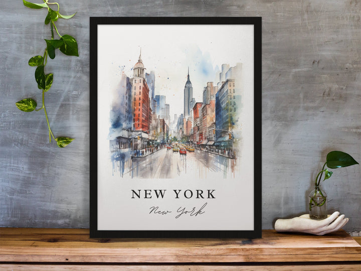 New York City traditional travel art - New York, NYC poster, Wedding gift, Birthday present, Custom Text, Personalised Gift