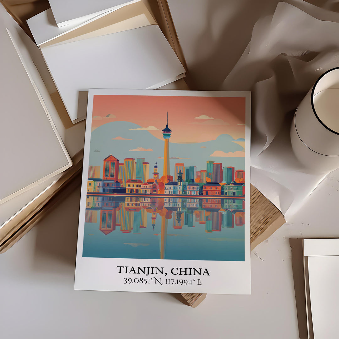 Tianjin China Art, Tianjin Retro Travel Art, Tianjin China Home Decor, China Gift, China Travel Art, Travel Prints, Housewarming Gift