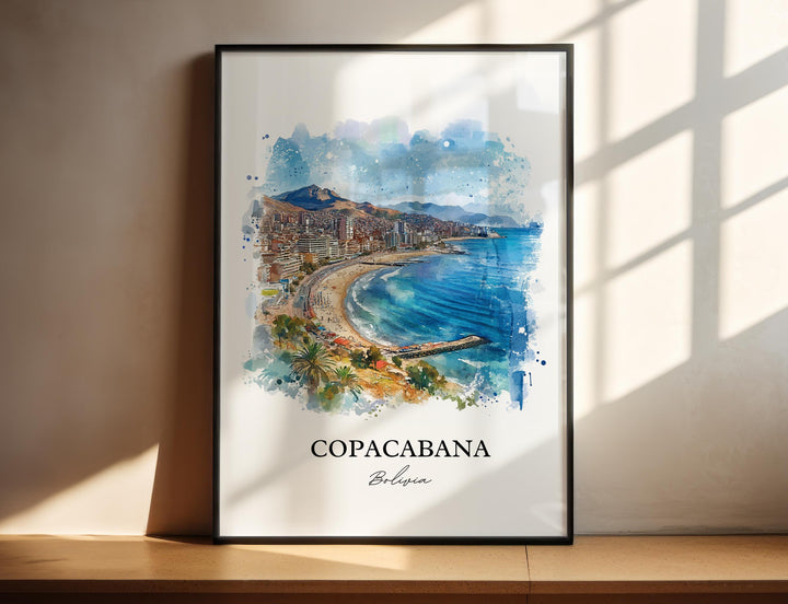 Copacabana Bolivia Wall Art, Lake Titicaca Print, Bolivia Watercolor Art, Lake Titicaca Gift, Travel Print, Travel Poster, Housewarming Gift