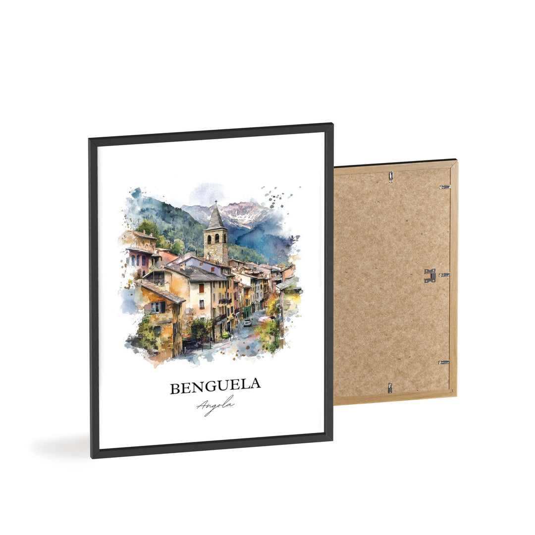 Benguela Wall Art, Angola Print, Angola Watercolor Art, Benguela Gift, Travel Print, Travel Poster, Housewarming Gift