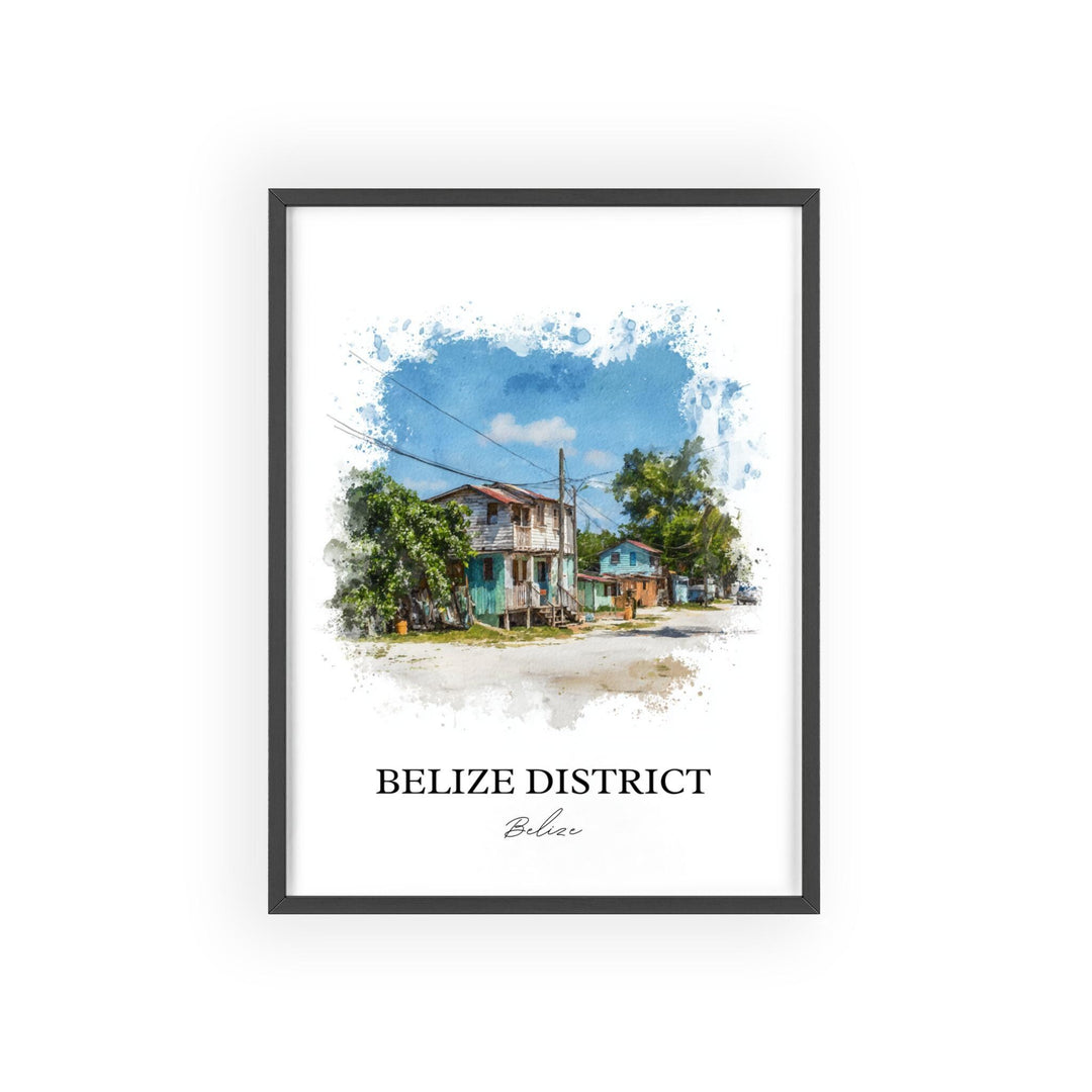 Belize Wall Art, Belize District Print, Belize Watercolor Art, Belize Gift, Belize Travel Print, Travel Poster, Housewarming Gift
