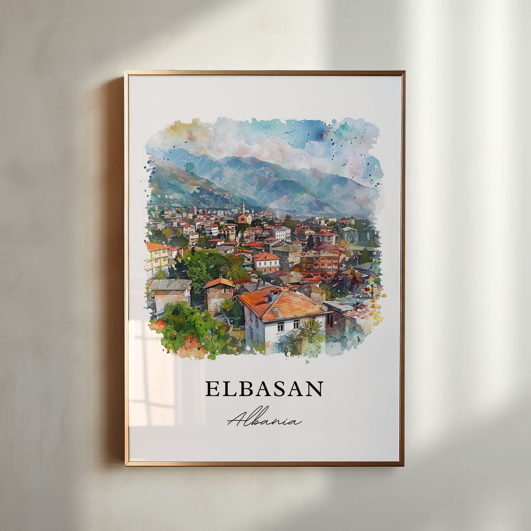 Elbasan Albania Wall Art, Elbasan Albania Print, Elbasan Watercolor, Elbasan Albania Gift, Travel Poster, Housewarming Gift