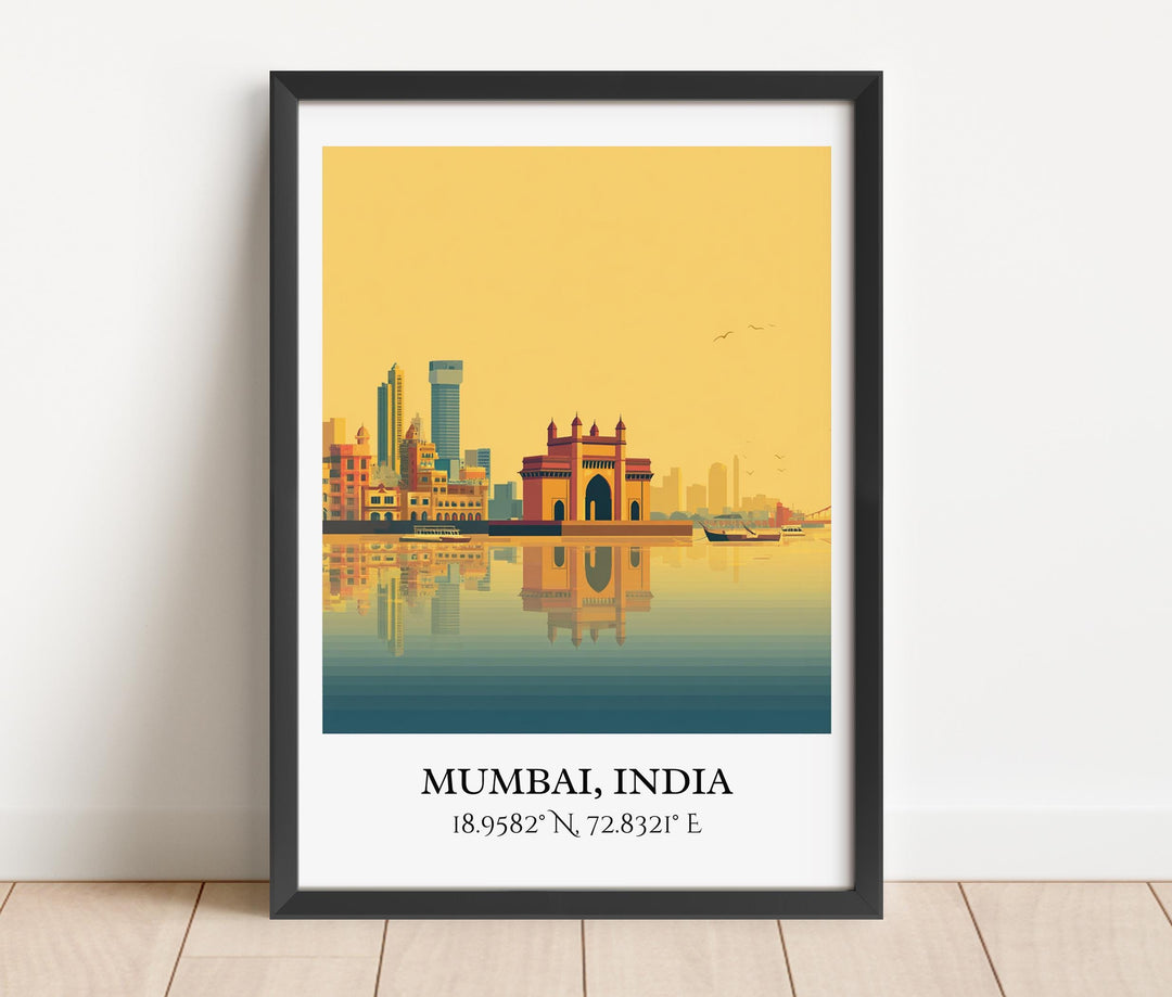 Mumbai Art, Mumbai Retro Travel Art, Mumbai Home Decor, Mumbai India Gift, India Travel Art, Travel Prints, Housewarming Gift