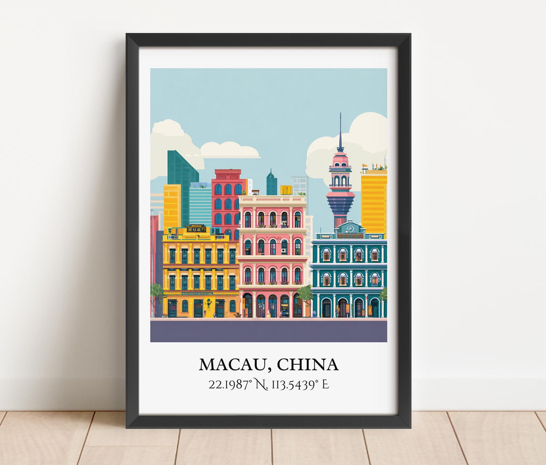 Macau Wall Art, Macau Print, Macau Watercolor Art, Macau China Gift, China Travel Print, Travel Poster, Housewarming Gift