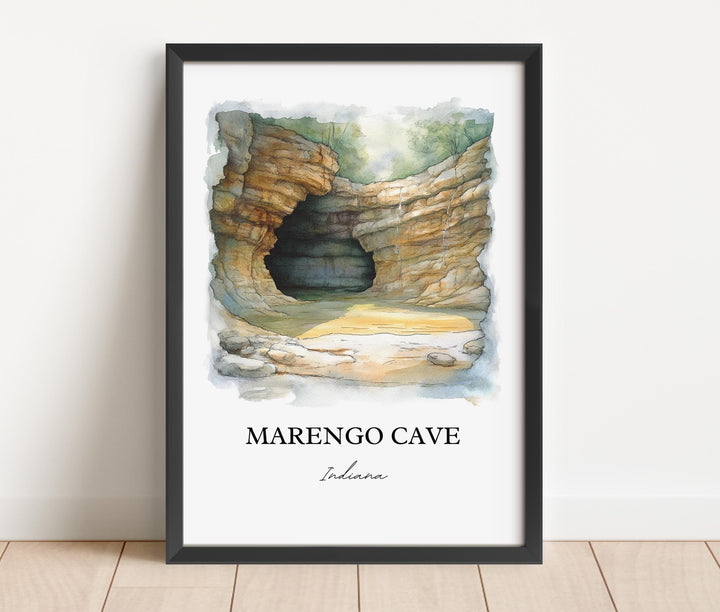 Marengo Cave Wall Art, Marengo Cave IN Print, Indiana Watercolor Art, Marengo Cave Gift, Travel Print, Travel Poster, Housewarming Gift