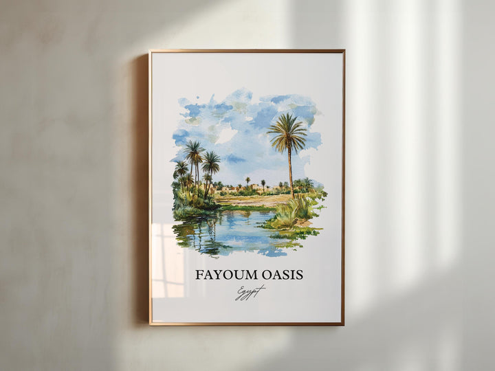 Fayoum Oasis Wall Art, Cairo Print, Egypt Watercolor Art, Fayoum Oasis Gift, Travel Print, Travel Poster, Housewarming Gift