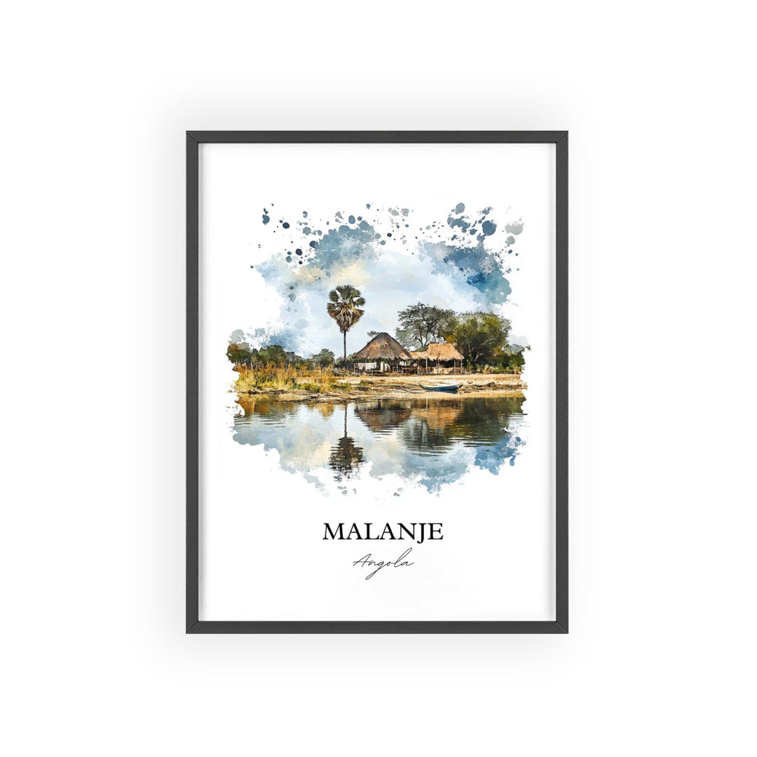 Malanje Wall Art, Angola Print, Angola Watercolor Art, Malanje Angola Gift, Travel Print, Travel Poster, Housewarming Gift