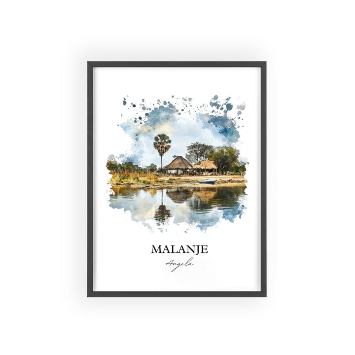 Malanje Wall Art, Angola Print, Angola Watercolor Art, Malanje Angola Gift, Travel Print, Travel Poster, Housewarming Gift