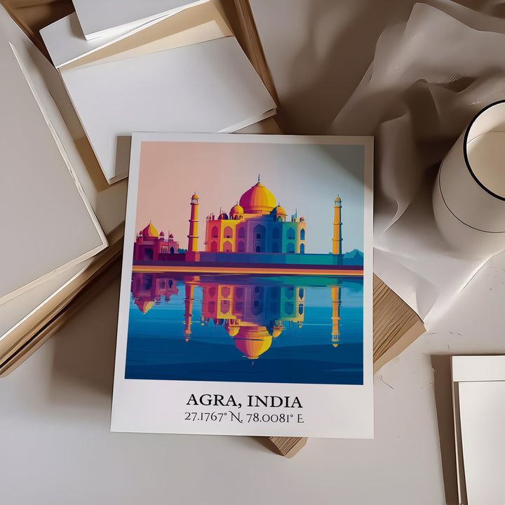Agra India Art, Agra Retro Travel Art, Agra India Home Decor, India Gift, India Travel Art, Travel Prints, Housewarming Gift