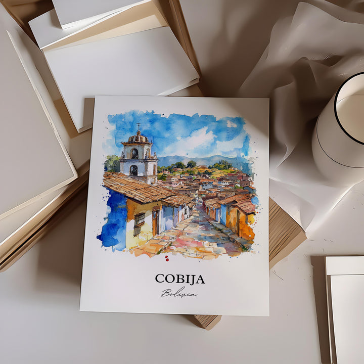 Cobija Bolivia Wall Art, Pando Bolivia Print, Bolivia Watercolor Art, Cobija Bolivia Gift, Travel Print, Travel Poster, Housewarming Gift