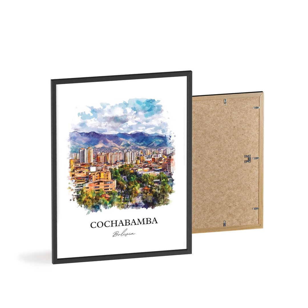 Cochabamba Wall Art, Bolivia Print, Bolivia Watercolor Art, Cochabamba Bolivia Gift, Travel Print, Travel Poster, Housewarming Gift