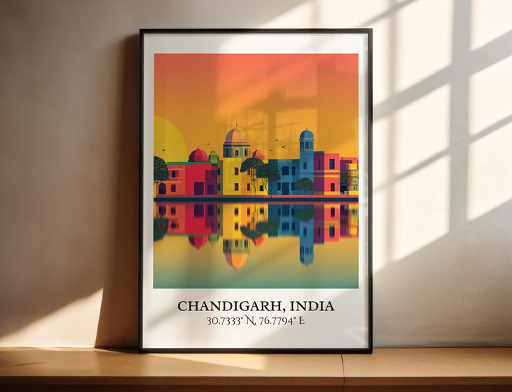 Chandigarh Art, Chandigarh Retro Travel Art, Chandigarh Home Decor, Chandigarh Gift, India Travel Art, Travel Prints, Housewarming Gift