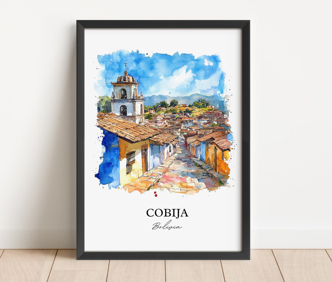 Cobija Bolivia Wall Art, Pando Bolivia Print, Bolivia Watercolor Art, Cobija Bolivia Gift, Travel Print, Travel Poster, Housewarming Gift