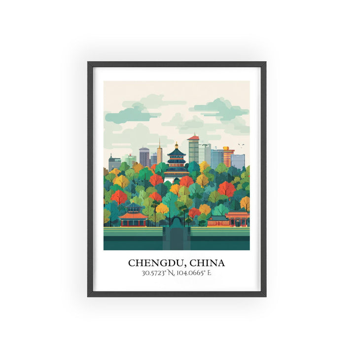 Chengdu China Art, Chengdu Retro Travel Art, Chengdu Home Decor, Chengdu Gift, Chengdu China Travel Art, Travel Prints, Housewarming Gift