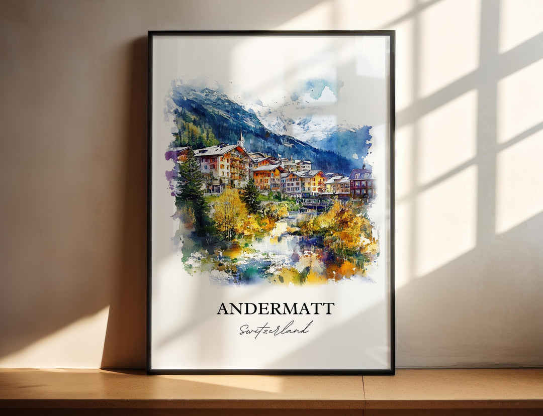 Andermatt Travel Print Wall Art Andermatt Wall Hanging Home Décor Andermatt Gift Art Lovers Switzerland Art Lover Gift Andermatt Poster