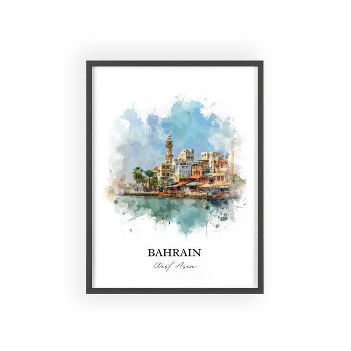 Bahrain Wall Art, Bahrain Print, Bahrain Watercolor Art, Bahrain Gift, Travel Print, Travel Poster, Housewarming Gift