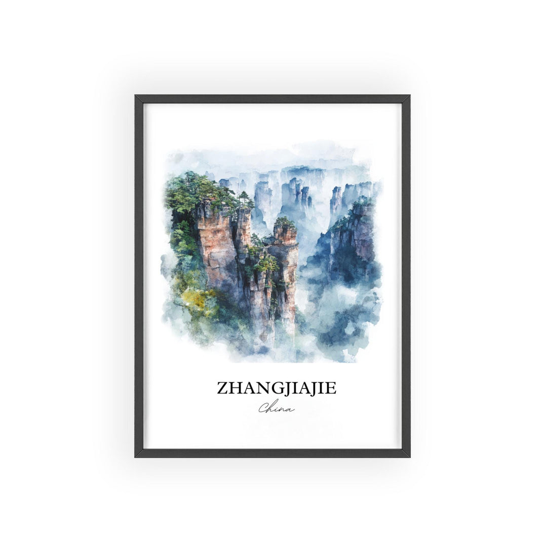 Zhangjiajie Wall Art, Hunan province Print, China Watercolor Art, Zhangjiajie Gift, Travel Print, Travel Poster, Housewarming Gift