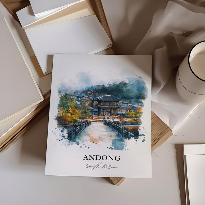 Andong Travel Print Wall Art Nakdong River Wall Hanging Home Décor Andong-Si Gift Art Lovers South Korea Art Lover Gift Andong Poster