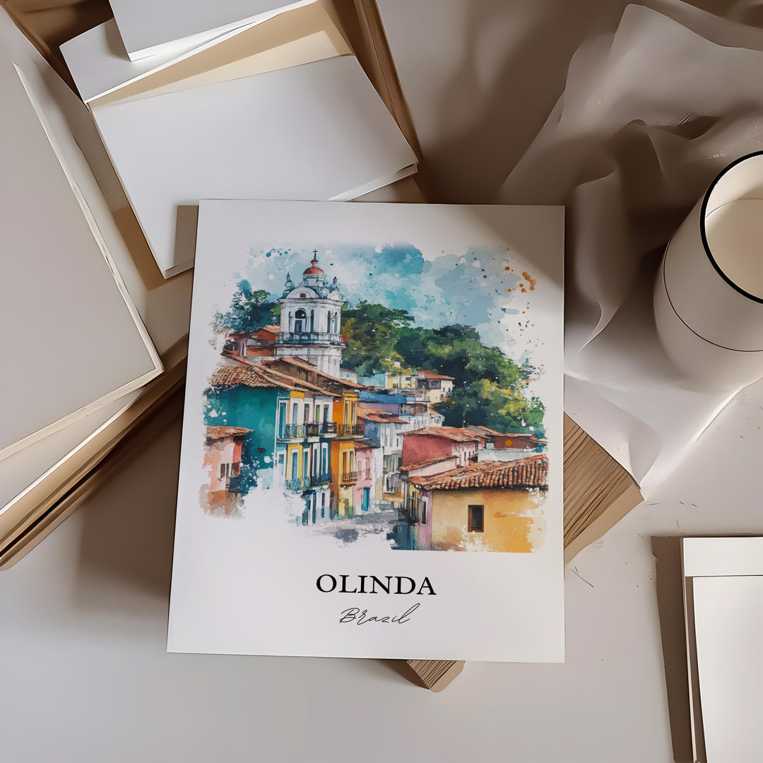 Olinda Brazil Wall Art, Recife Print, Brazil Watercolor Art, Olinda Brazil Gift, Travel Print, Travel Poster, Housewarming Gift