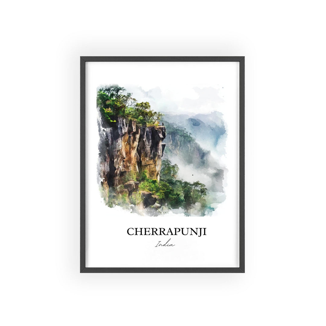 Cherrapunji Wall Art, Meghalaya Print, India Watercolor Art, Cherrapunji India Gift, Travel Print, Travel Poster, Housewarming Gift