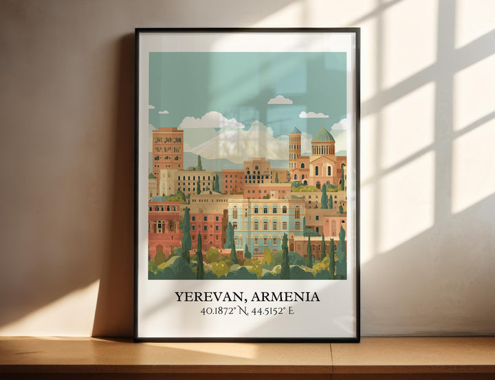 Yerevan Art, Yerevan Retro Travel Art, Yerevan Home Decor, Armenia Gift, Armenian Travel Art, Travel Prints, Housewarming Gift