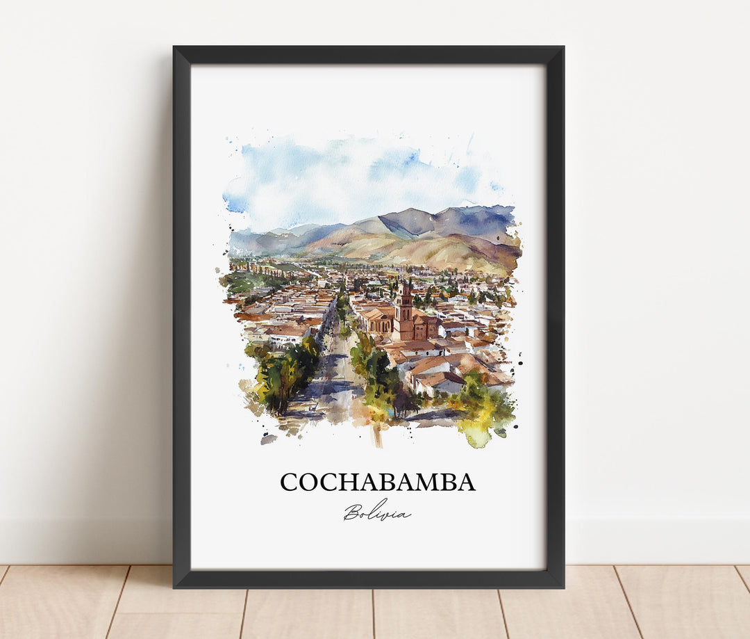 Cochabamba Wall Art, Bolivia Print, Bolivia Watercolor Art, Cochabamba Gift, Travel Print, Travel Poster, Housewarming Gift