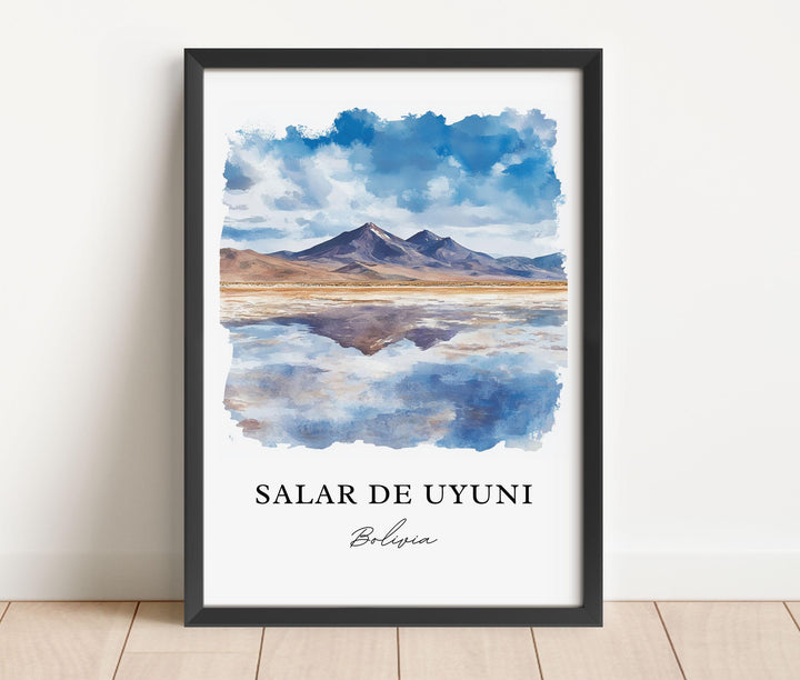 Salar De Uyuni Wall Art, Bolivia Print, Salar De Uyuni Watercolor Art, Uyuni Salt Flat Gift, Travel Print, Travel Poster, Housewarming Gift