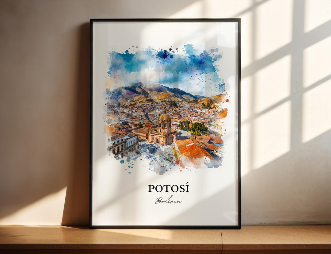 Potosí Bolivia Wall Art, Potosí Print, Bolivia Watercolor Art, Potosí Bolivia Gift, Travel Print, Travel Poster, Housewarming Gift