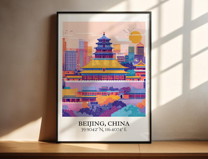 Beijing Art, Beijing Retro Travel Art, Beijing Home Decor, Beijing China Gift, China Travel Art, Travel Prints, Housewarming Gift