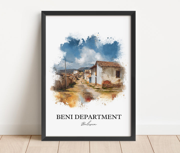 Beni Bolivia Wall Art, Beni Department Print, Bolivia Watercolor Art, Bolivia Gift, Bolivia Travel Print, Travel Poster, Housewarming Gift