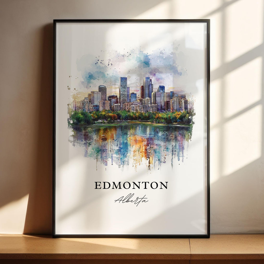 Edmonton Wall Art, Edmonton Canada Print, Alberta Watercolor Art, Edmonton Gift, Travel Print, Travel Poster, Housewarming Gift