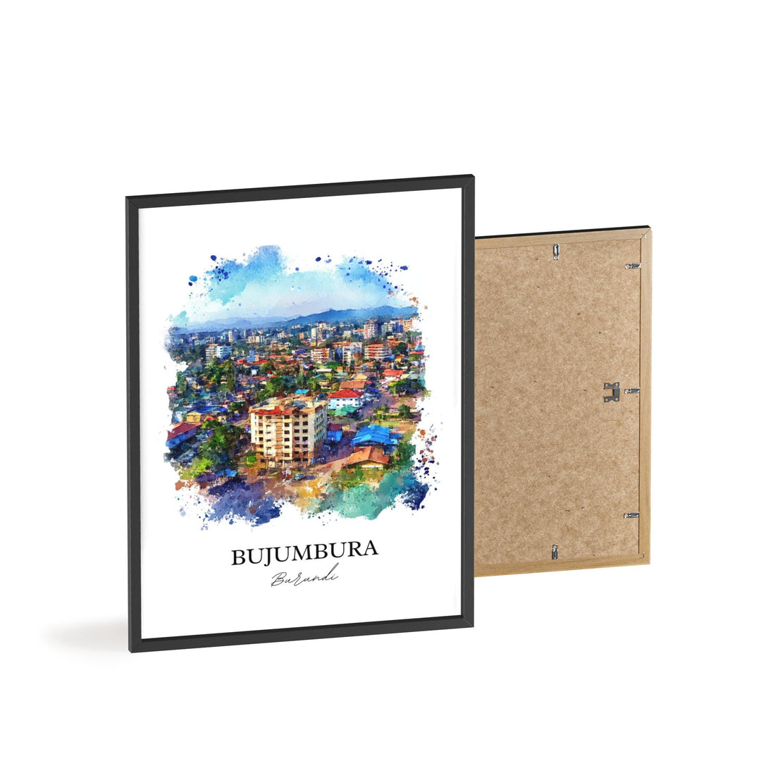 Bujumbura Wall Art, Burundi Print, Burundi Watercolor aRT, Bujumbura Gift, Travel Print, Travel Poster, Housewarming Gift